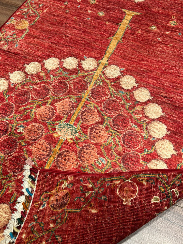 Nar Ağacı Yolluk Orijinal El Dokuması Kırmızı Kök Boya Yün Halı 0.82x312 2.56 Metrekare - 3x10 ft