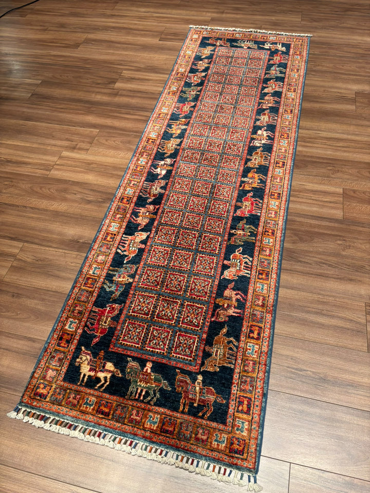 Pazırık Yolluk Orijinal El Dokuması Multi Kök Boya Yün Halı 0.80x255 2.04 Metrekare - 2x8 ft