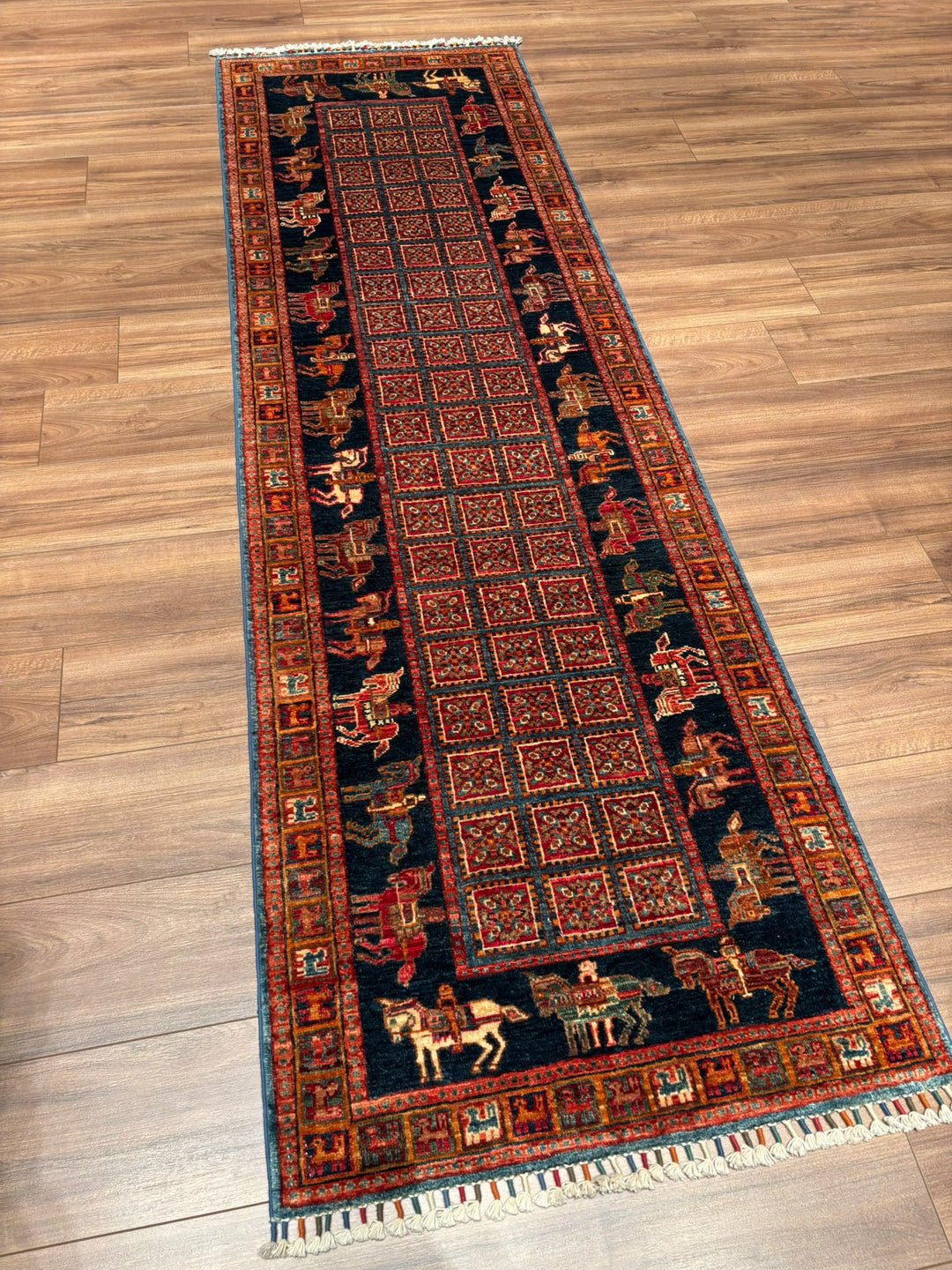 Pazırık Yolluk Orijinal El Dokuması Multi Kök Boya Yün Halı 0.80x255 2.04 Metrekare - 2x8 ft