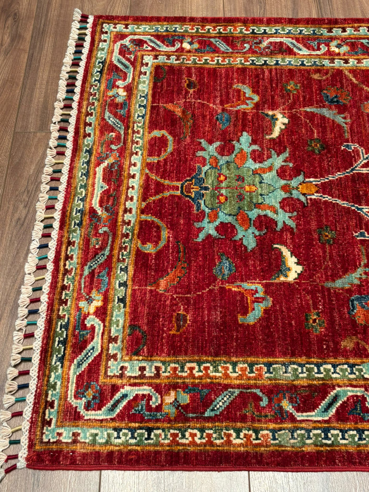 Sultani Binbirgece Yolluk Orijinal El Dokuması Kırmızı Kök Boya Yün Halı 0.86x299 2.57 Metrekare - 3x10 ft