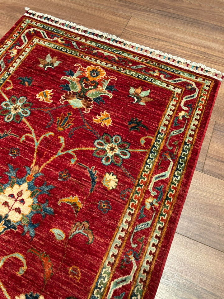 Sultani Binbirgece Yolluk Orijinal El Dokuması Kırmızı Kök Boya Yün Halı 0.86x299 2.57 Metrekare - 3x10 ft
