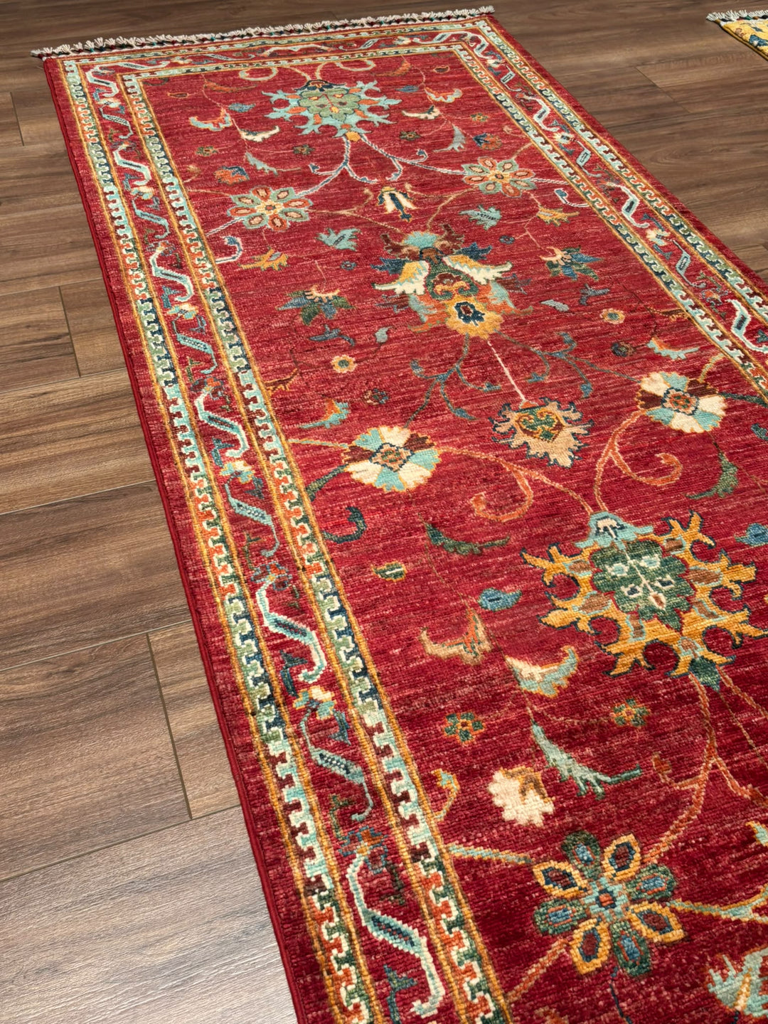 Sultani Binbirgece Yolluk Orijinal El Dokuması Kırmızı Kök Boya Yün Halı 0.86x299 2.57 Metrekare - 3x10 ft