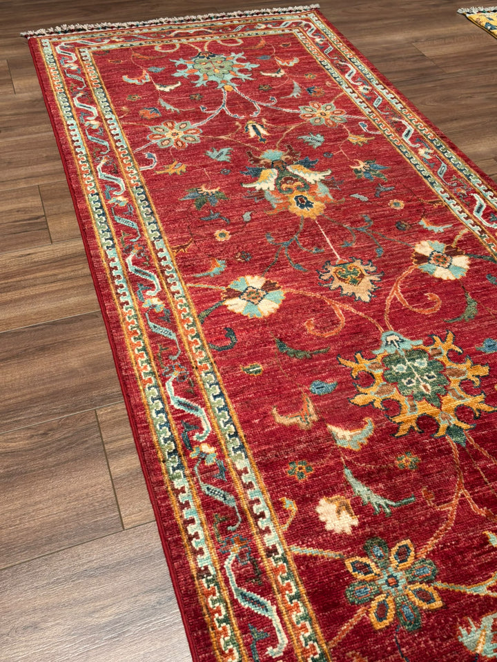 Sultani Binbirgece Yolluk Orijinal El Dokuması Kırmızı Kök Boya Yün Halı 0.86x299 2.57 Metrekare - 3x10 ft