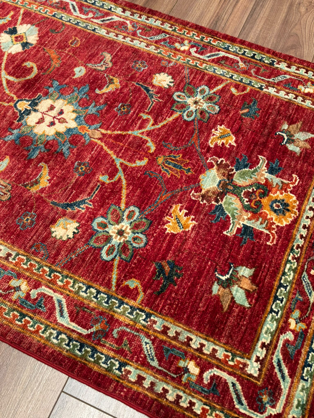 Sultani Binbirgece Yolluk Orijinal El Dokuması Kırmızı Kök Boya Yün Halı 0.86x299 2.57 Metrekare - 3x10 ft