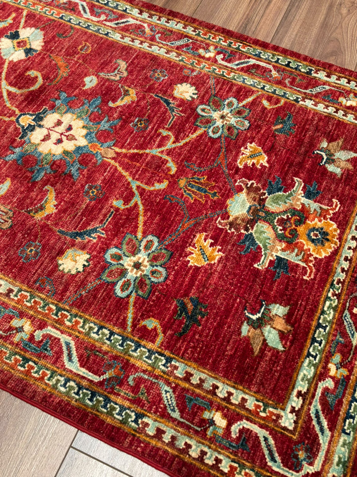 Sultani Binbirgece Yolluk Orijinal El Dokuması Kırmızı Kök Boya Yün Halı 0.86x299 2.57 Metrekare - 3x10 ft