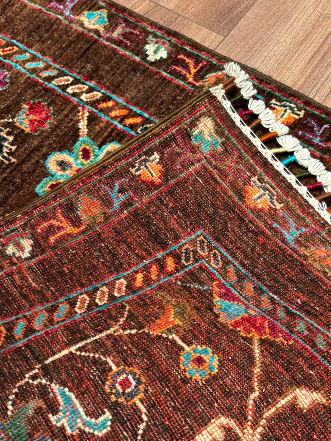 Sultani Binbirgece Yolluk Orijinal El Dokuması Kahverengi Kök Boya Yün Halı 0.80x298 2.38 Metrekare - 3x10 ft