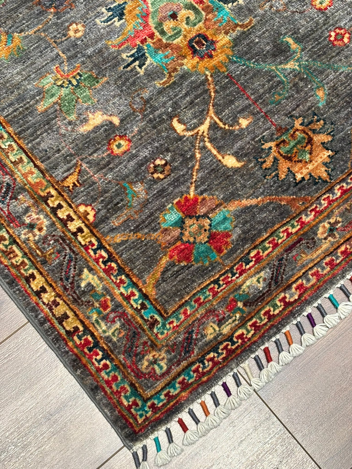 Sultani Binbirgece Yolluk Orijinal El Dokuması Gri Kök Boya Yün Halı 0.83x308 2.56 Metrekare - 3x10 ft