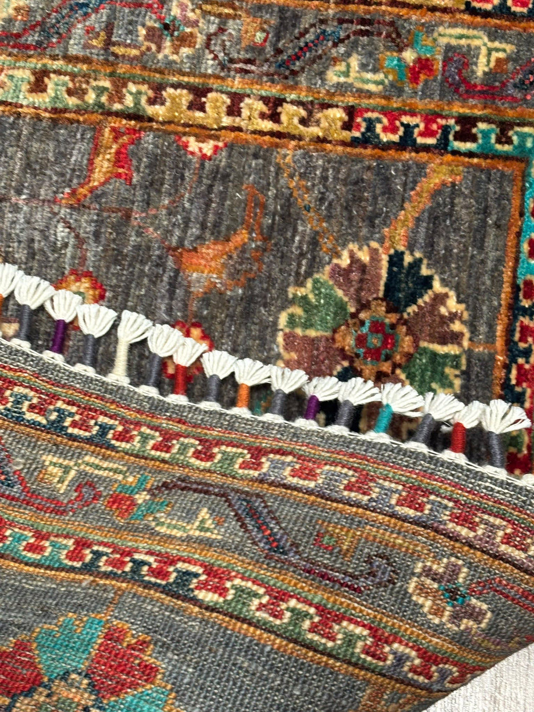 Sultani Binbirgece Yolluk Orijinal El Dokuması Gri Kök Boya Yün Halı 0.83x308 2.56 Metrekare - 3x10 ft