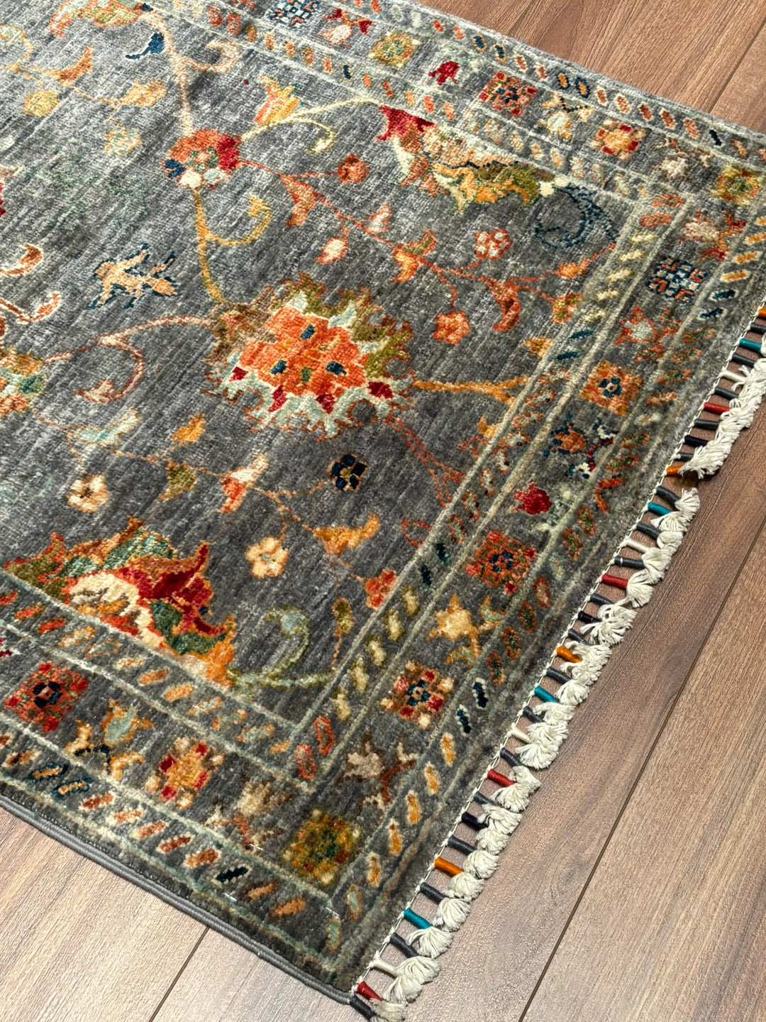 Sultani Binbirgece Yolluk Orijinal El Dokuması Gri Kök Boya Yün Halı 0.79x311 2.46 Metrekare - 3x10 ft