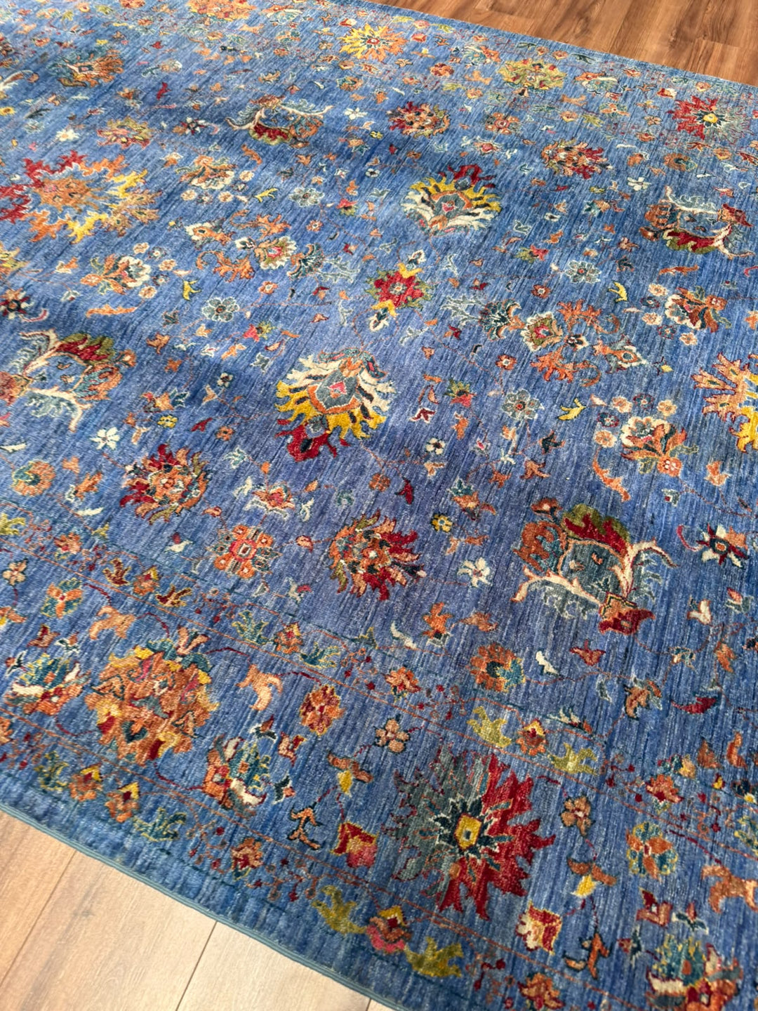 Sultani Binbirgece Orijinal El Dokuması Mavi Kök Boya Yün Halı 203x304 6.17 Metrekare - 7x10 ft