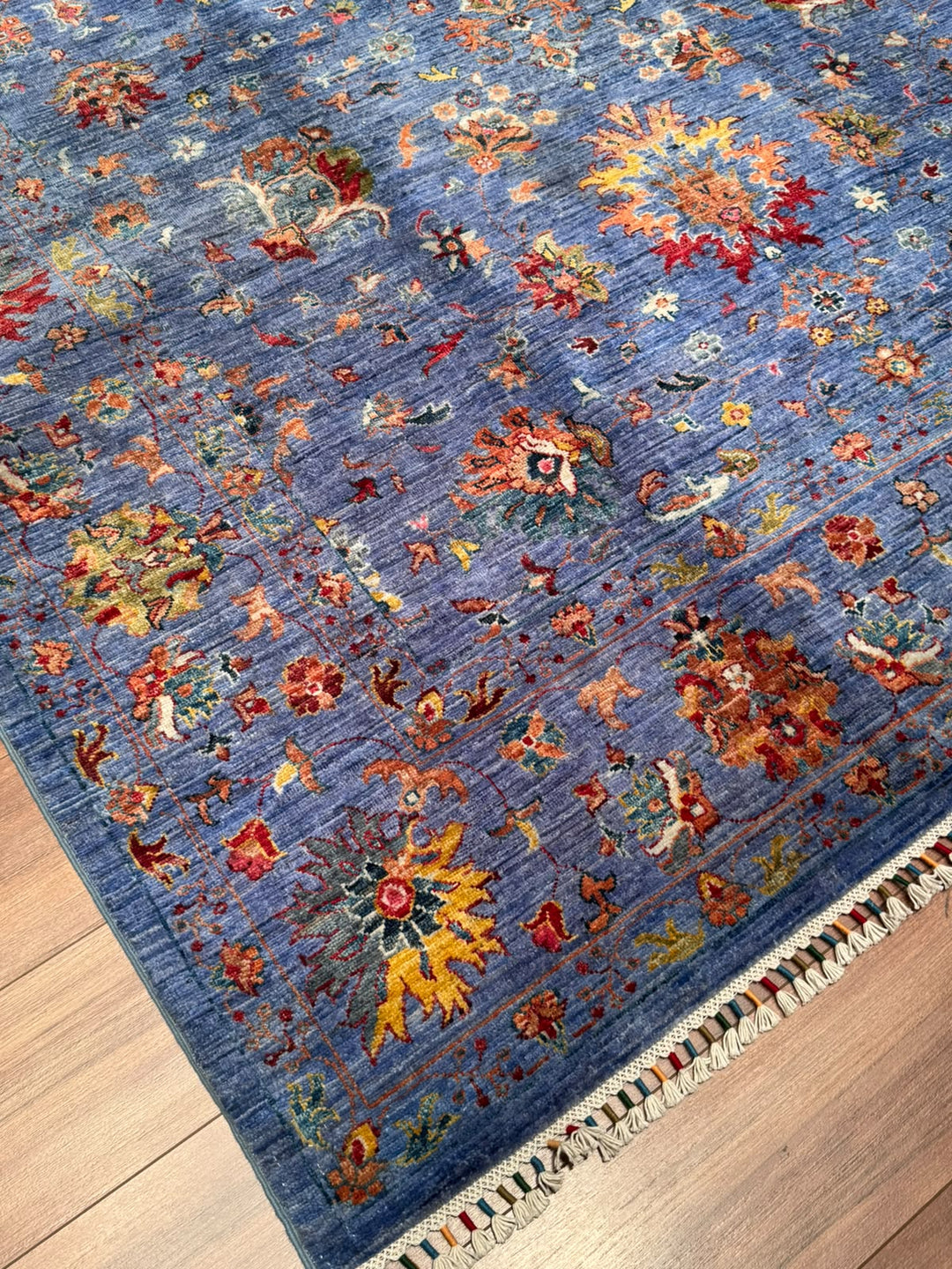 Sultani Binbirgece Orijinal El Dokuması Mavi Kök Boya Yün Halı 203x304 6.17 Metrekare - 7x10 ft