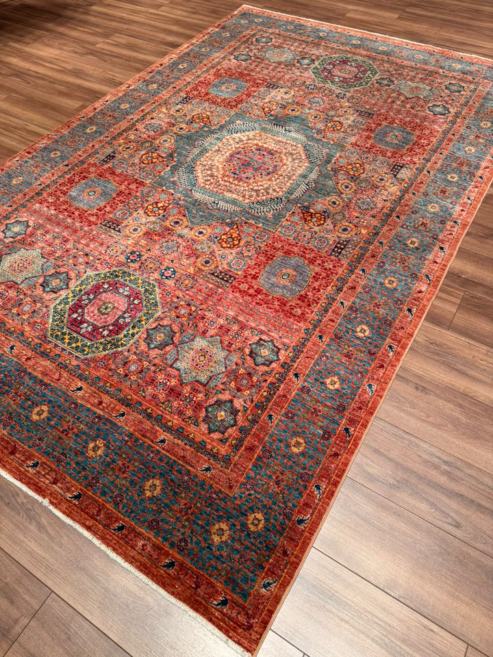 Memlük 50x50 Orijinal El Dokuması Turuncu Kök Boya Yün Halı 182x288 5.24 Metrekare - 6x10 ft