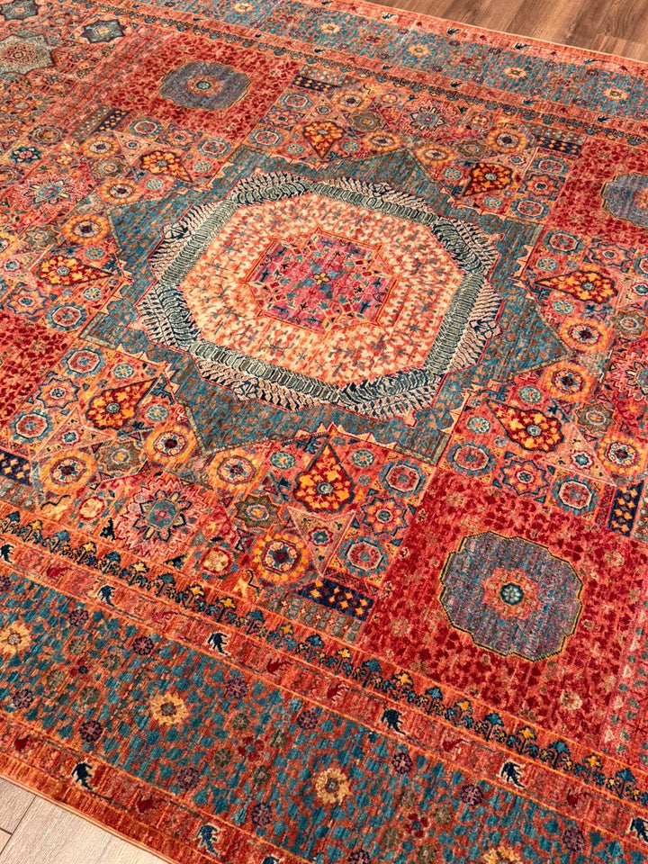 Memlük 50x50 Orijinal El Dokuması Turuncu Kök Boya Yün Halı 182x288 5.24 Metrekare - 6x10 ft