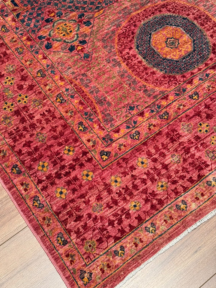 Memlük 50x50 Orijinal El Dokuması Pembe Kök Boya Yün Halı 244x298 7.27 Metrekare - 7x10 ft