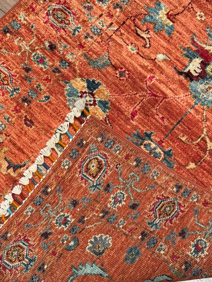 Sultani Binbirgece Yolluk Orijinal El Dokuması Turuncu Kök Boya Yün Halı 0.79x244 1.93 Metrekare - 3x8 ft