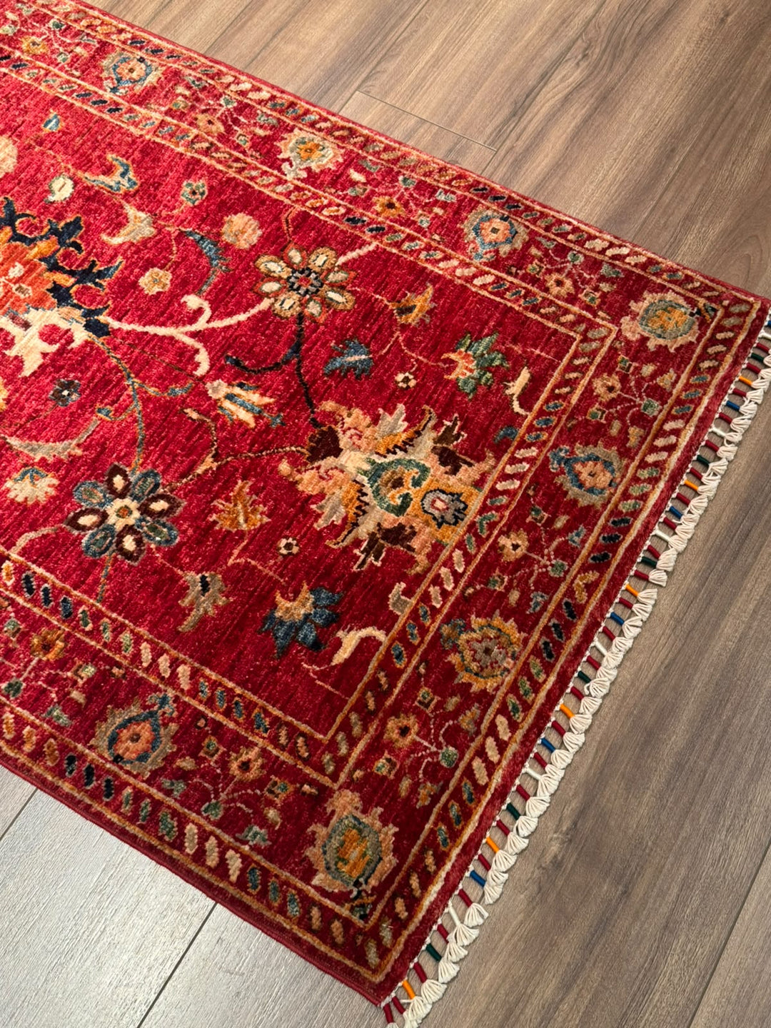 Sultani Binbirgece Uzun Yolluk Orijinal El Dokuması Kırmızı Kök Boya Yün Halı 0.80x538 4.30 Metrekare - 3x18 ft