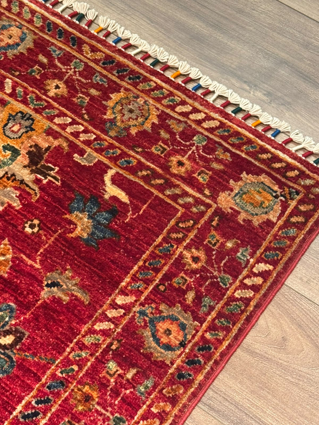 Sultani Binbirgece Uzun Yolluk Orijinal El Dokuması Kırmızı Kök Boya Yün Halı 0.80x538 4.30 Metrekare - 3x18 ft
