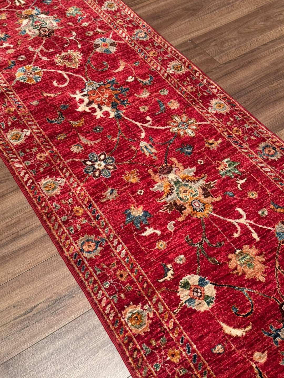 Sultani Binbirgece Uzun Yolluk Orijinal El Dokuması Kırmızı Kök Boya Yün Halı 0.80x538 4.30 Metrekare - 3x18 ft