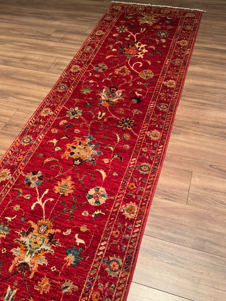 Sultani Binbirgece Uzun Yolluk Orijinal El Dokuması Kırmızı Kök Boya Yün Halı 0.80x538 4.30 Metrekare - 3x18 ft