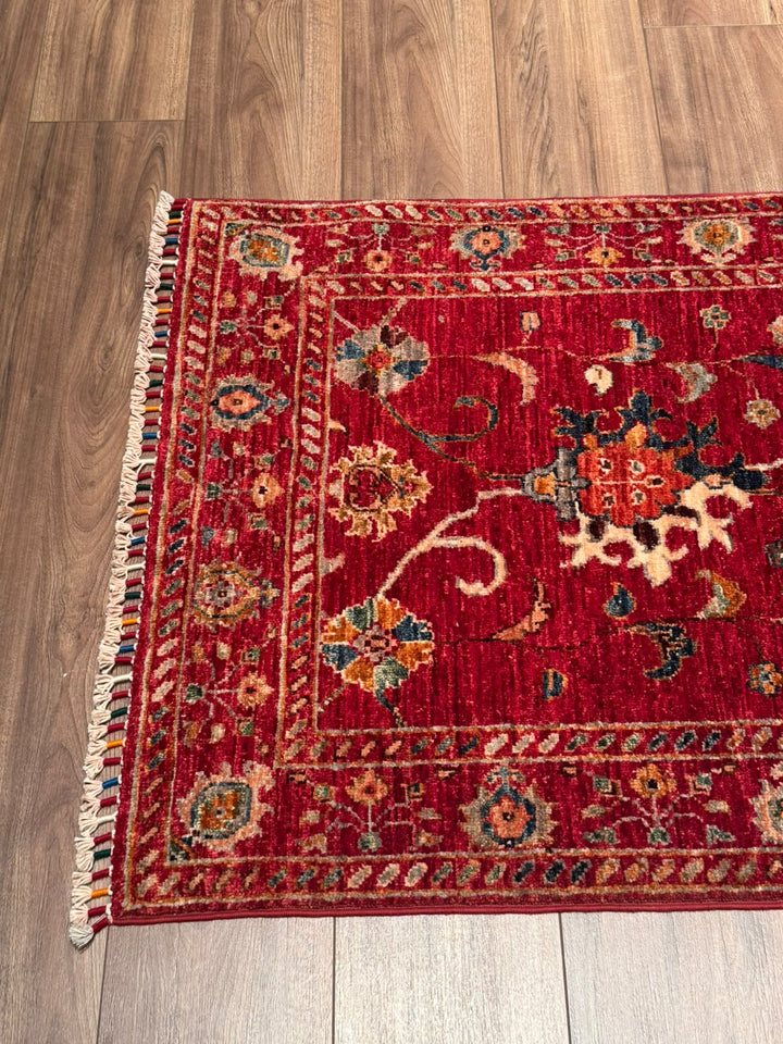 Sultani Binbirgece Uzun Yolluk Orijinal El Dokuması Kırmızı Kök Boya Yün Halı 0.80x538 4.30 Metrekare - 3x18 ft