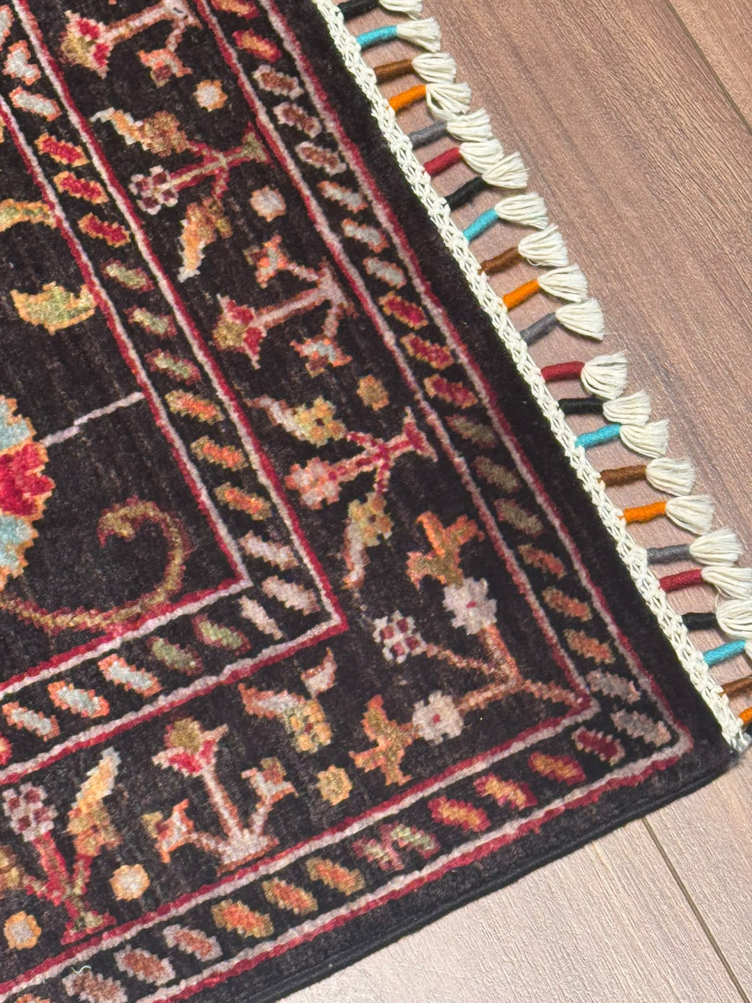 Sultani Binbirgece Yolluk Orijinal El Dokuması Siyah Kök Boya Yün Halı 0.83x303 2.51 Metrekare - 3x10 ft