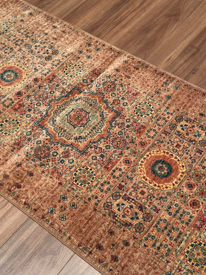 Memlük 50x50 Orijinal El Dokuması Yolluk Kahverengi Kök Boya Yün Halı 0.80x296 2.37 Metrekare - 3x10 ft