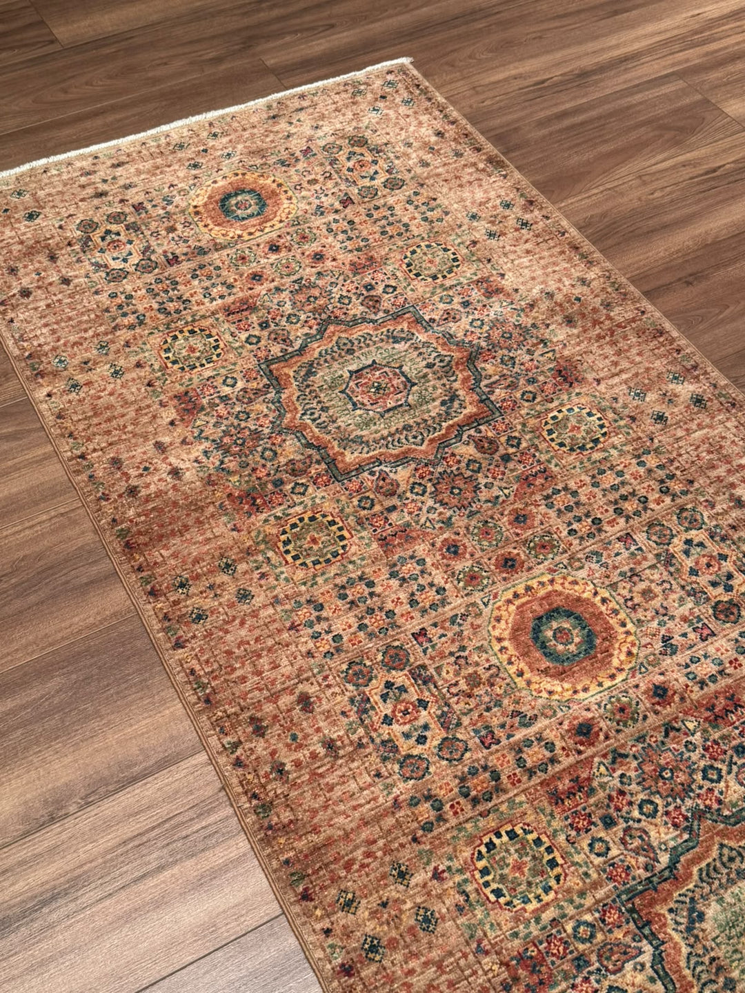 Memlük 50x50 Orijinal El Dokuması Yolluk Kahverengi Kök Boya Yün Halı 0.80x296 2.37 Metrekare - 3x10 ft