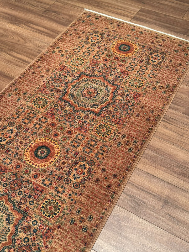 Memlük 50x50 Orijinal El Dokuması Yolluk Kahverengi Kök Boya Yün Halı 0.80x296 2.37 Metrekare - 3x10 ft
