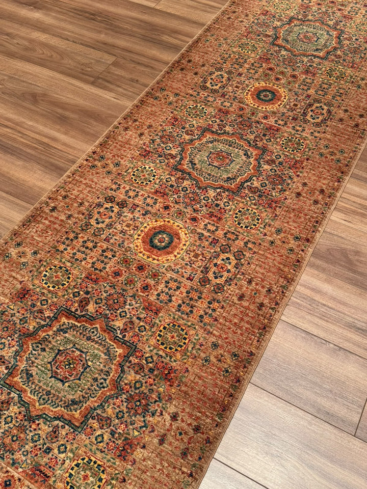 Memlük 50x50 Orijinal El Dokuması Yolluk Kahverengi Kök Boya Yün Halı 0.80x296 2.37 Metrekare - 3x10 ft