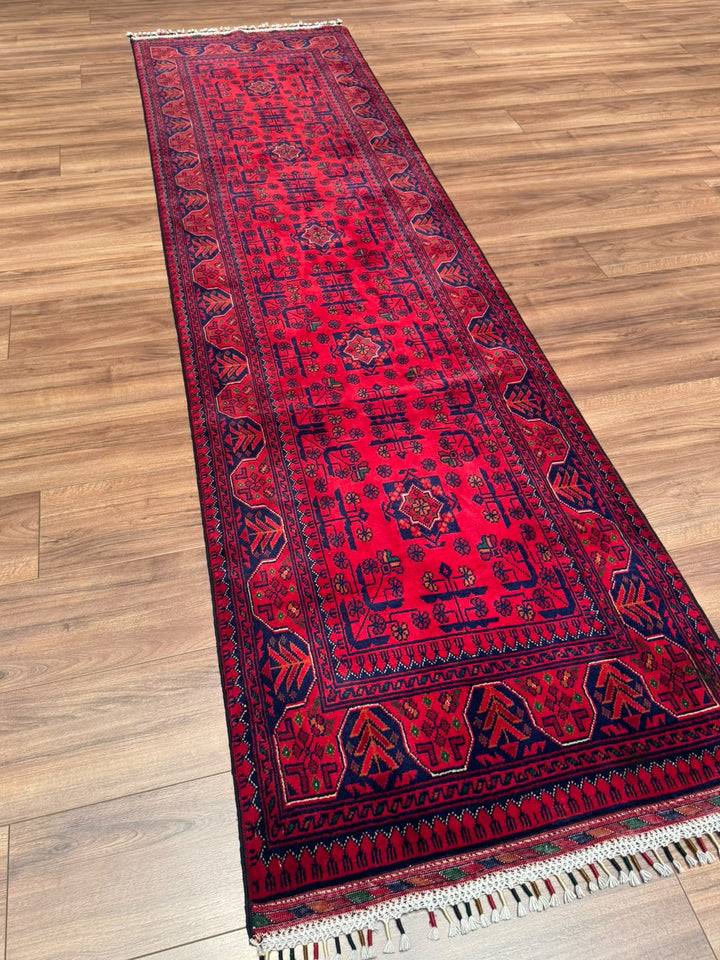 Afgan Halısı Hamyap Yolluk Orijinal El Dokuması Kök Boya Yün 0.76x285 2.17 Metrekare - 3x10 ft