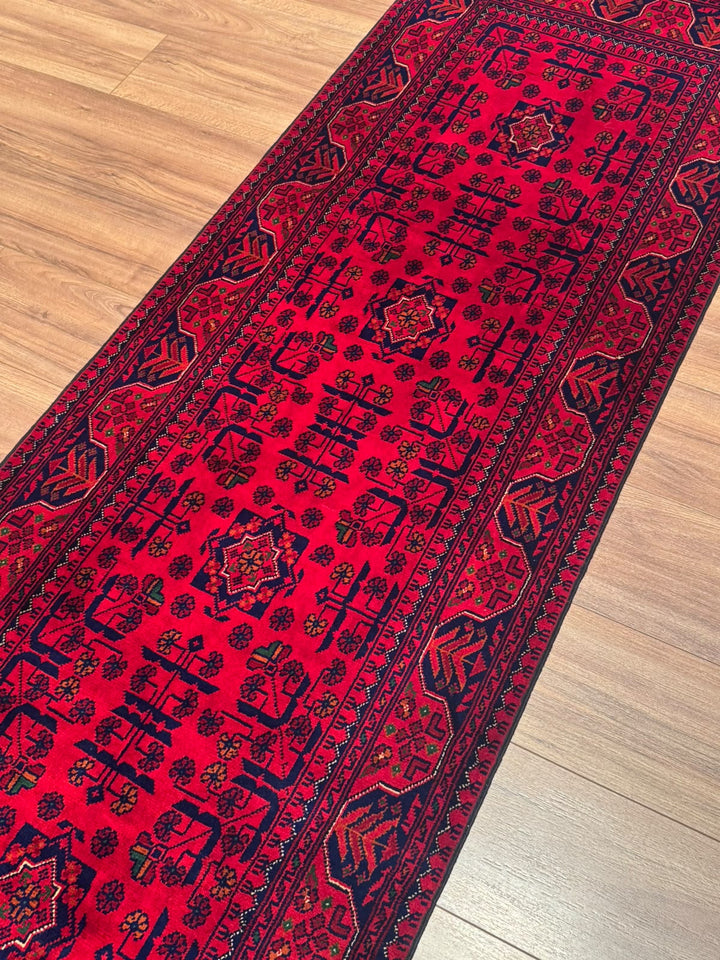 Afgan Halısı Hamyap Yolluk Orijinal El Dokuması Kök Boya Yün 0.76x285 2.17 Metrekare - 3x10 ft