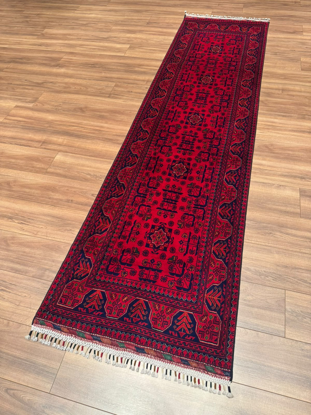 Afgan Halısı Hamyap Yolluk Orijinal El Dokuması Kök Boya Yün 0.76x285 2.17 Metrekare - 3x10 ft