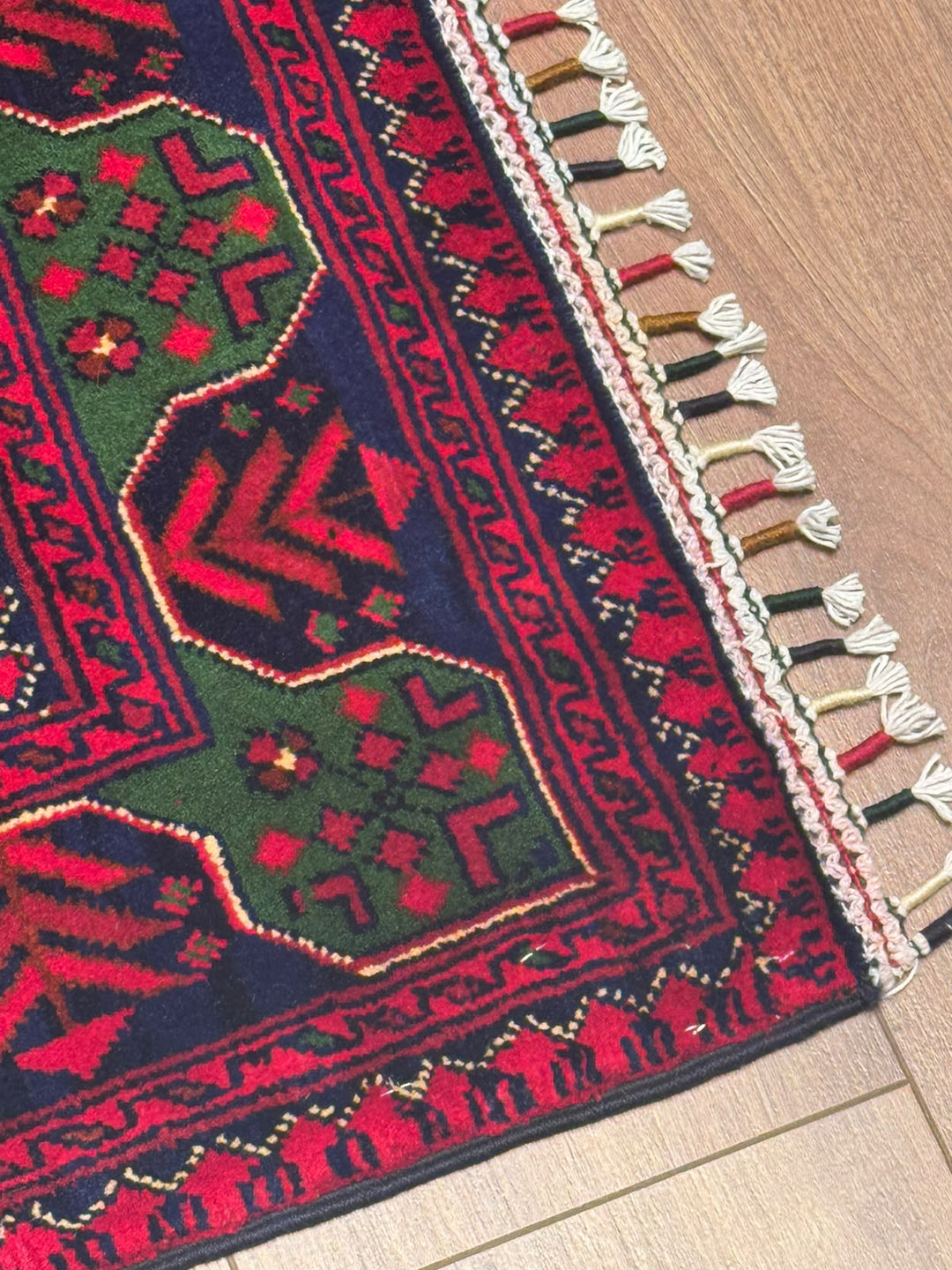 Afgan Halısı Yeşil Hamyap Yolluk Orijinal El Dokuması Kök Boya Yün 0.79x293 2.31 Metrekare - 3x10 ft