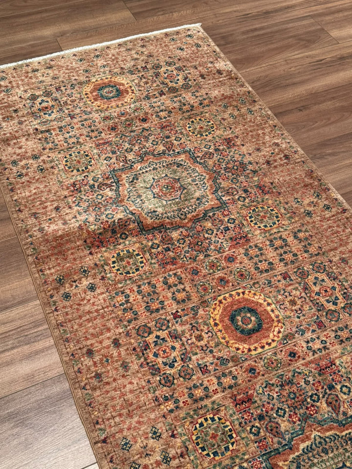 Memlük 50x50 Orijinal El Dokuması Yolluk Kahverengi Kök Boya Yün Halı 0.79x295 2.33 Metrekare - 3x10 ft