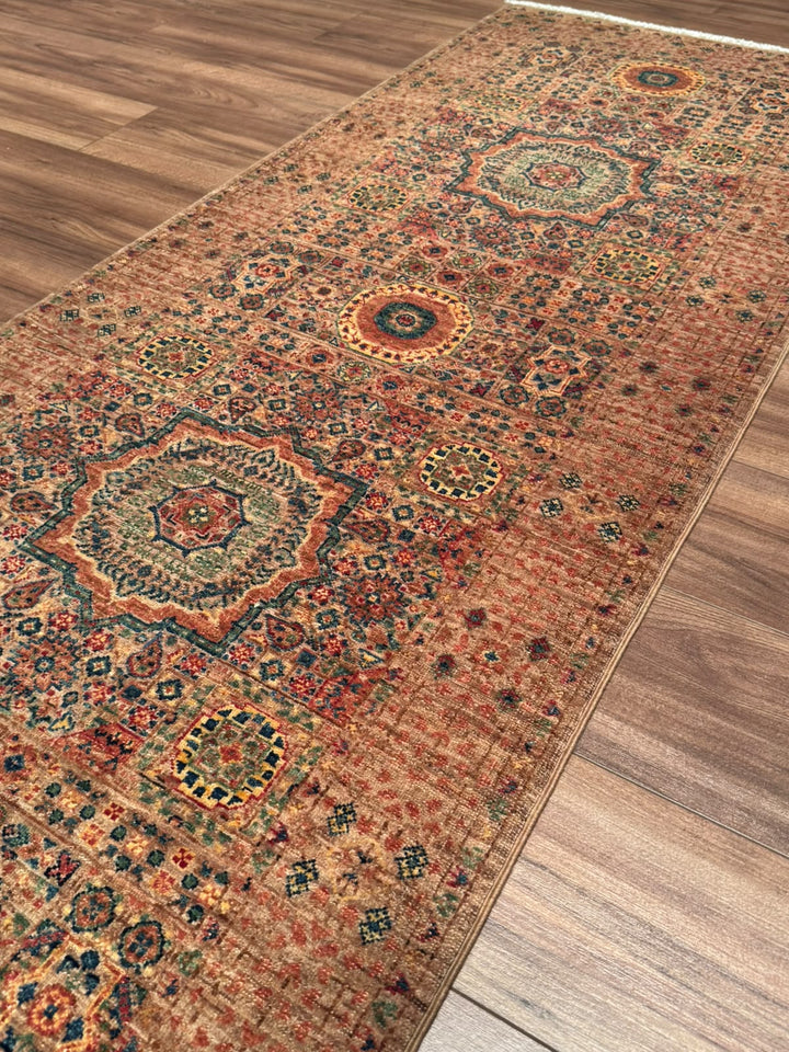 Memlük 50x50 Orijinal El Dokuması Yolluk Kahverengi Kök Boya Yün Halı 0.79x295 2.33 Metrekare - 3x10 ft