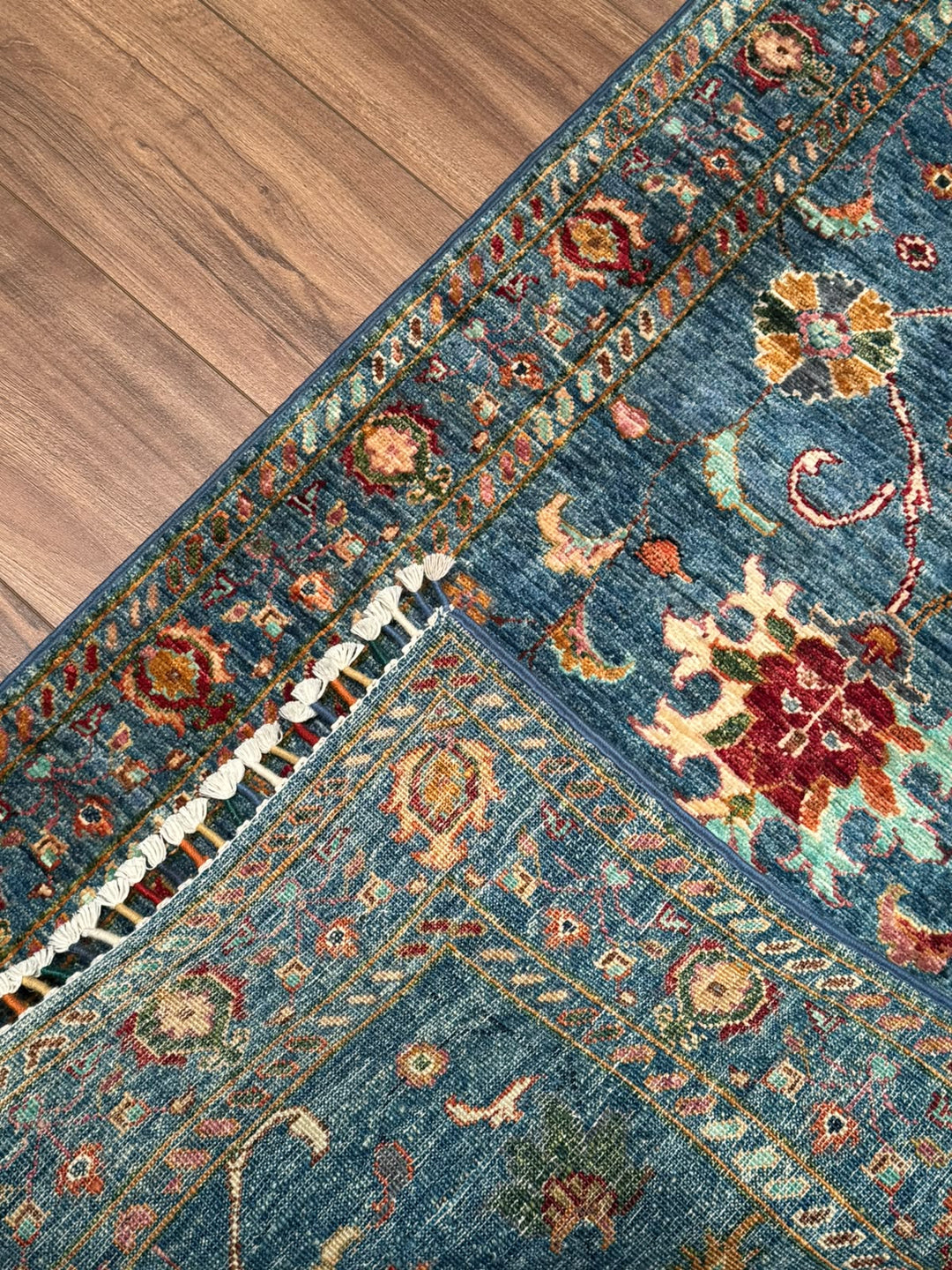 Sultani Binbirgece Yolluk Orijinal El Dokuması Lacivert Kök Boya Yün Halı 0.76x283 2.15 Metrekare - 3x10 ft