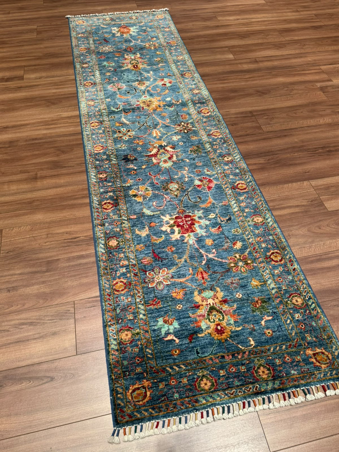 Sultani Binbirgece Yolluk Orijinal El Dokuması Lacivert Kök Boya Yün Halı 0.76x283 2.15 Metrekare - 3x10 ft