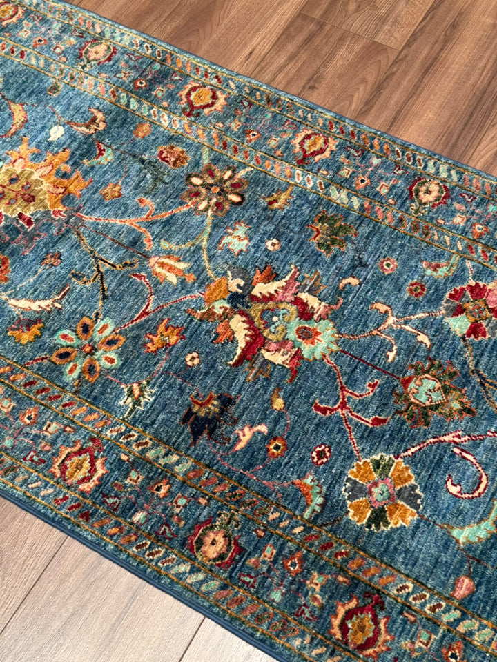 Sultani Binbirgece Yolluk Orijinal El Dokuması Lacivert Kök Boya Yün Halı 0.76x283 2.15 Metrekare - 3x10 ft