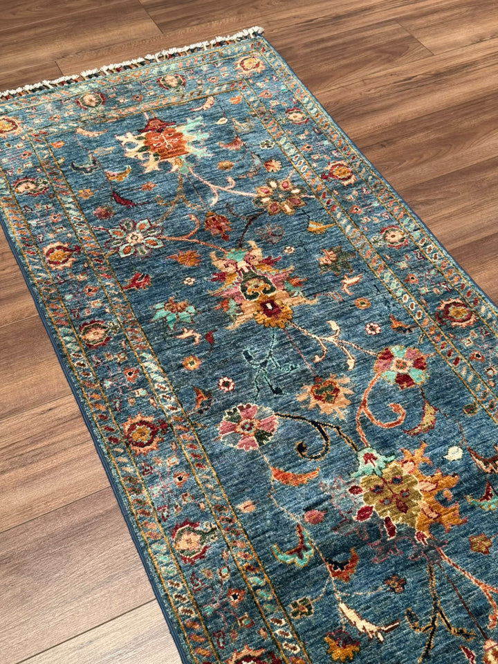 Sultani Binbirgece Yolluk Orijinal El Dokuması Lacivert Kök Boya Yün Halı 0.76x283 2.15 Metrekare - 3x10 ft