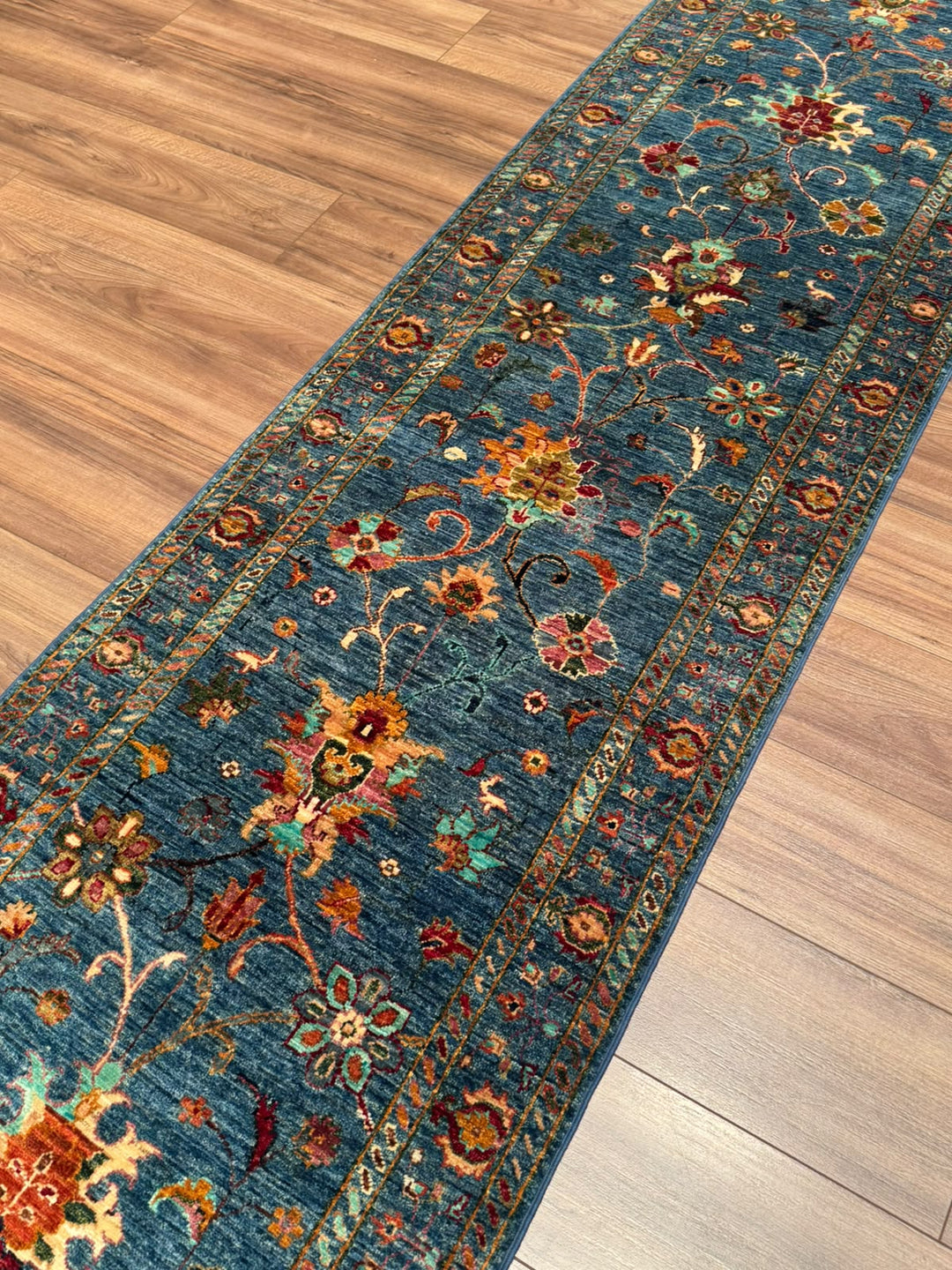 Sultani Binbirgece Yolluk Orijinal El Dokuması Lacivert Kök Boya Yün Halı 0.76x283 2.15 Metrekare - 3x10 ft