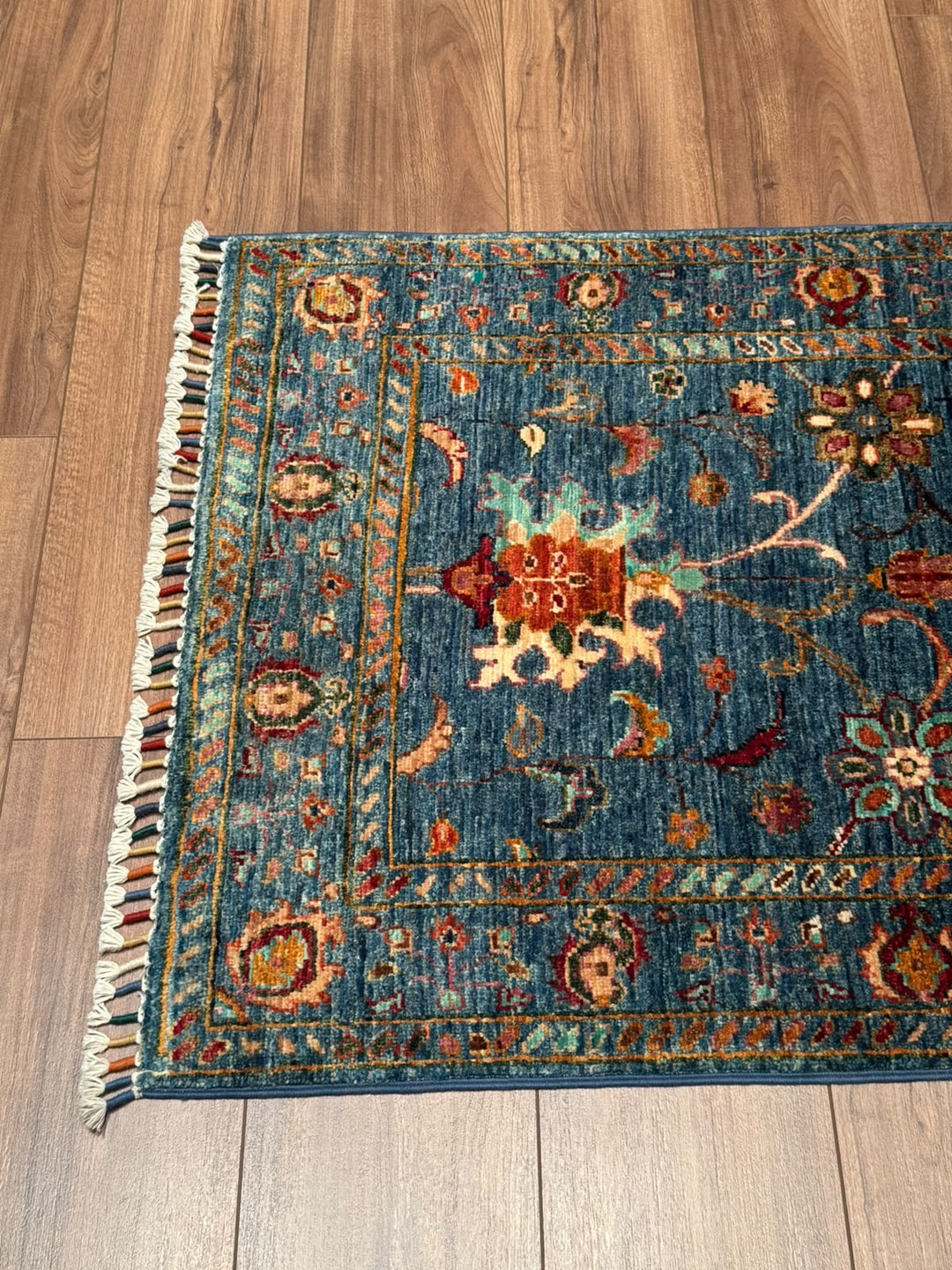 Sultani Binbirgece Yolluk Orijinal El Dokuması Lacivert Kök Boya Yün Halı 0.76x283 2.15 Metrekare - 3x10 ft