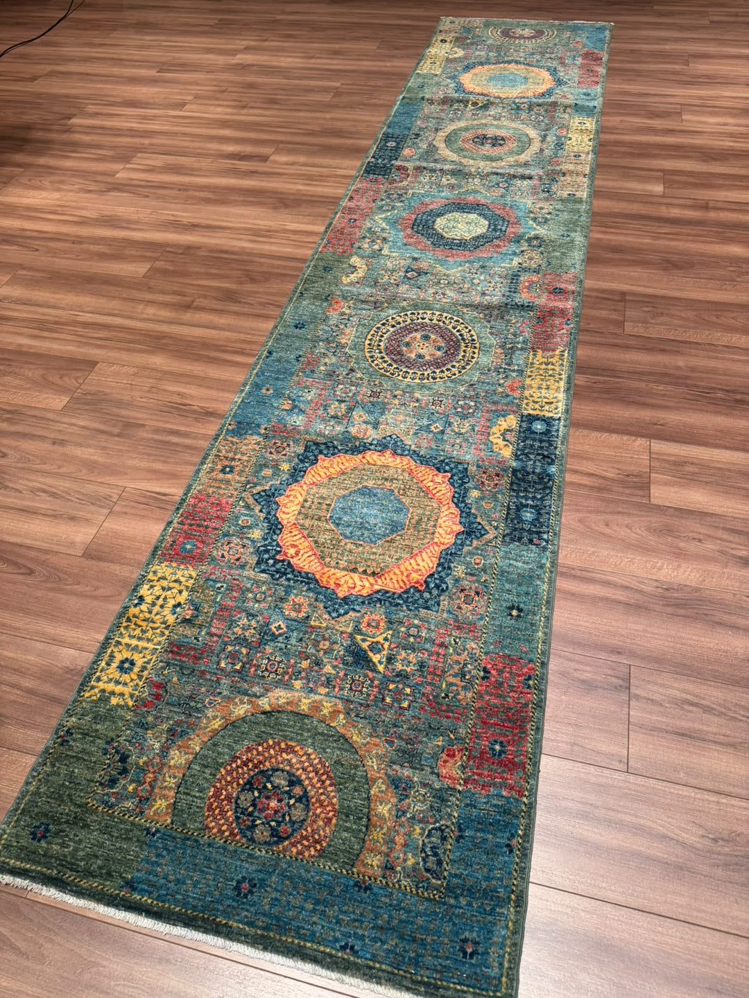Memlük 50x50 Orijinal El Dokuması Yolluk Multi Kök Boya Yün Halı 0.80x397 3.18 Metrekare - 3x13 ft