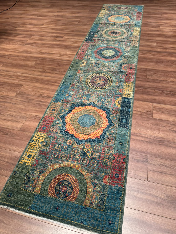 Memlük 50x50 Orijinal El Dokuması Yolluk Multi Kök Boya Yün Halı 0.80x397 3.18 Metrekare - 3x13 ft