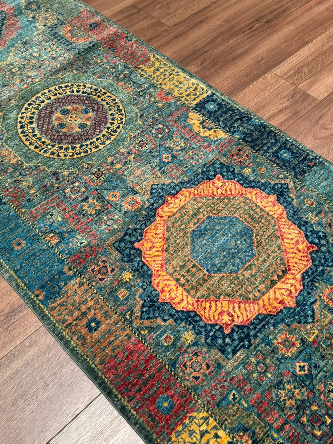 Memlük 50x50 Orijinal El Dokuması Yolluk Multi Kök Boya Yün Halı 0.80x397 3.18 Metrekare - 3x13 ft