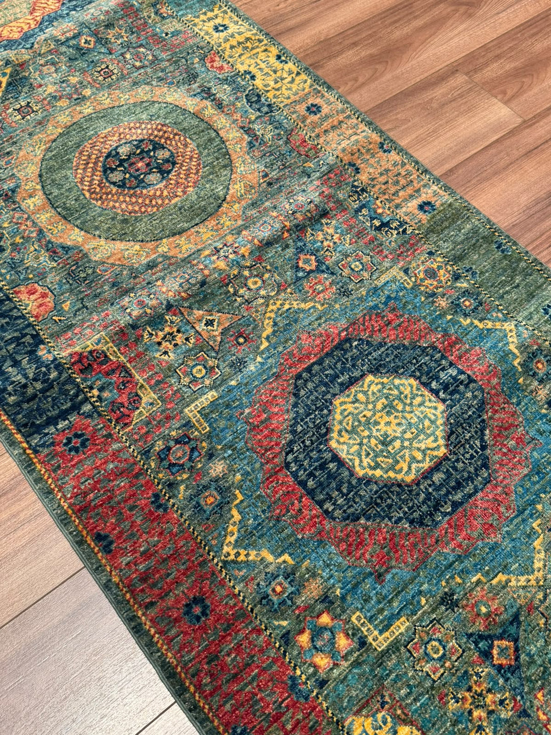 Memlük 50x50 Orijinal El Dokuması Yolluk Multi Kök Boya Yün Halı 0.80x397 3.18 Metrekare - 3x13 ft