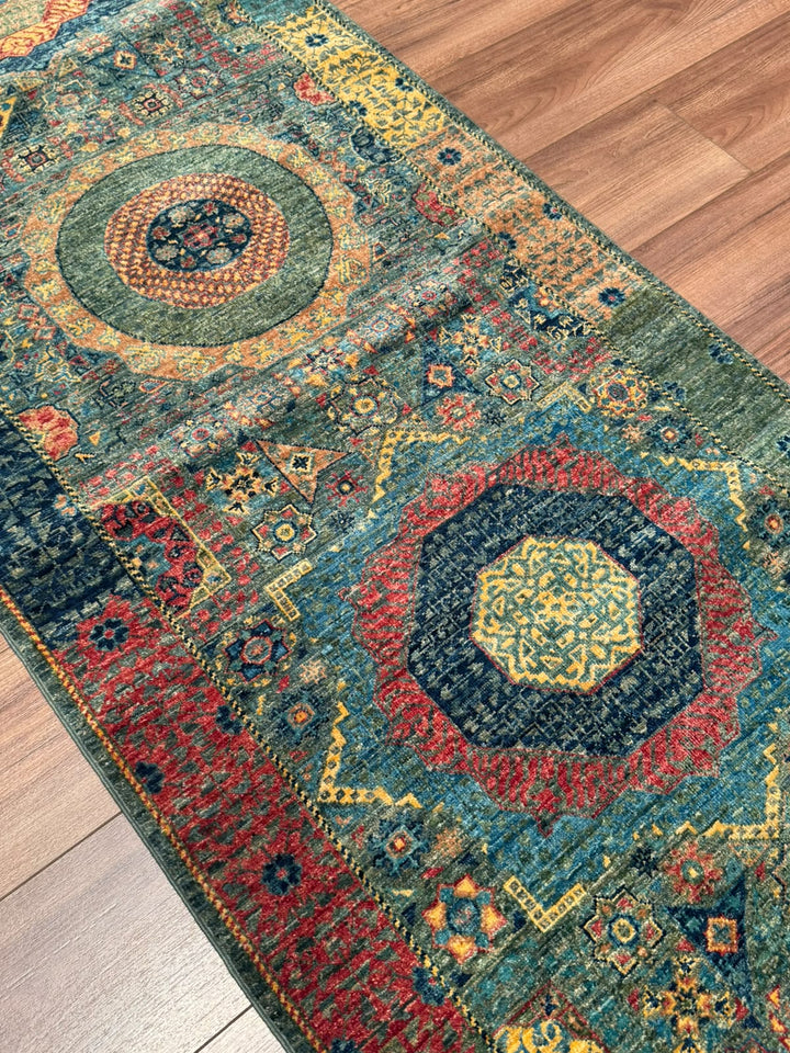Memlük 50x50 Orijinal El Dokuması Yolluk Multi Kök Boya Yün Halı 0.80x397 3.18 Metrekare - 3x13 ft