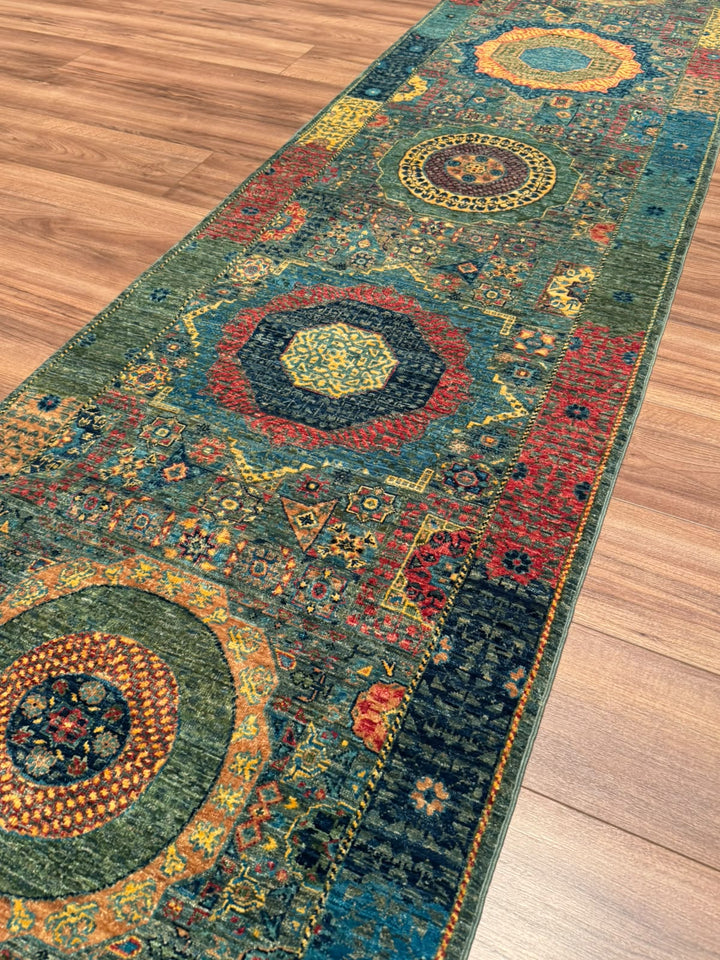 Memlük 50x50 Orijinal El Dokuması Yolluk Multi Kök Boya Yün Halı 0.80x397 3.18 Metrekare - 3x13 ft