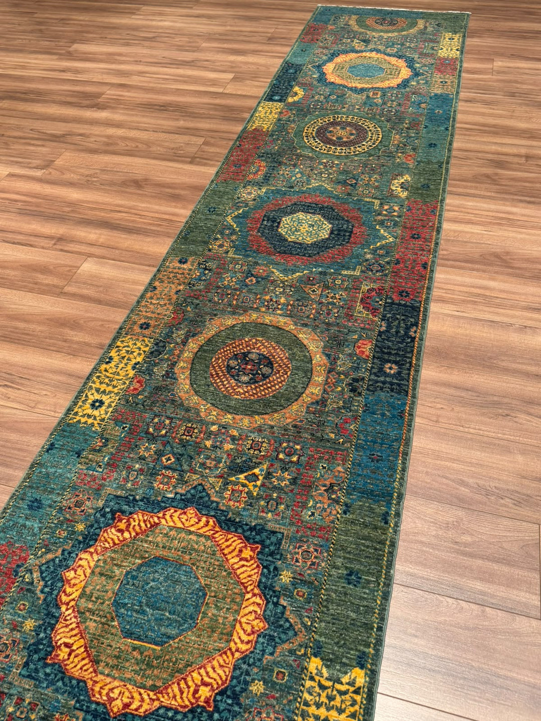 Memlük 50x50 Orijinal El Dokuması Yolluk Multi Kök Boya Yün Halı 0.80x397 3.18 Metrekare - 3x13 ft
