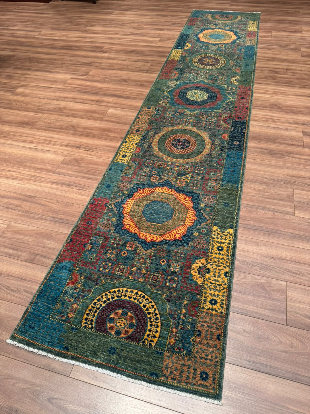 Memlük 50x50 Orijinal El Dokuması Yolluk Multi Kök Boya Yün Halı 0.80x397 3.18 Metrekare - 3x13 ft