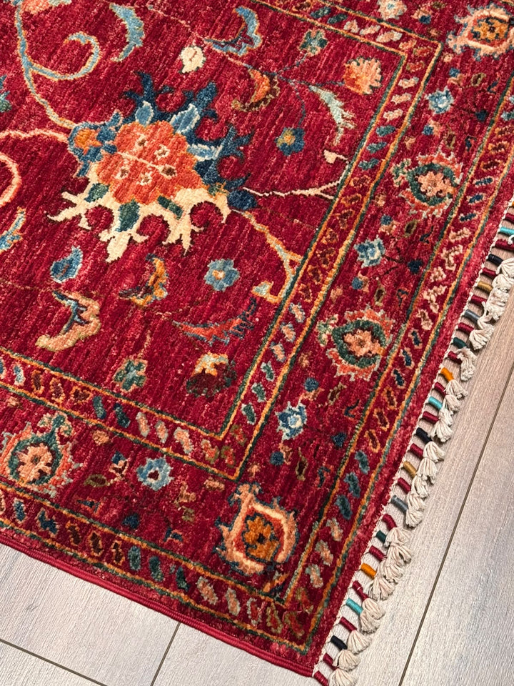 Sultani Binbirgece Yolluk Orijinal El Dokuması Kırmızı Kök Boya Yün Halı 0.80x253 2.02 Metrekare - 3x8 ft